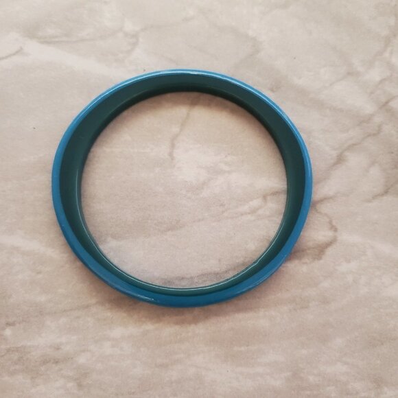💙 Vitnage 1980s 80s J.Crew Two Tone Blue Retro Mod Bangle Bracelet 💙 - Picture 2 of 4